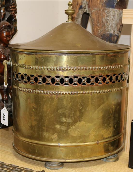 A brass coal box height 49cm